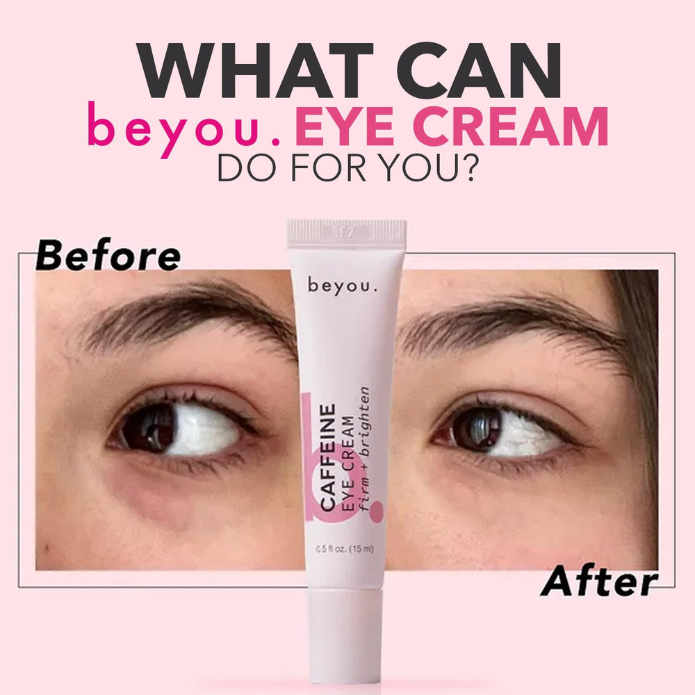 Beyou crème yeux caféine texture satinée prête à une application douce.