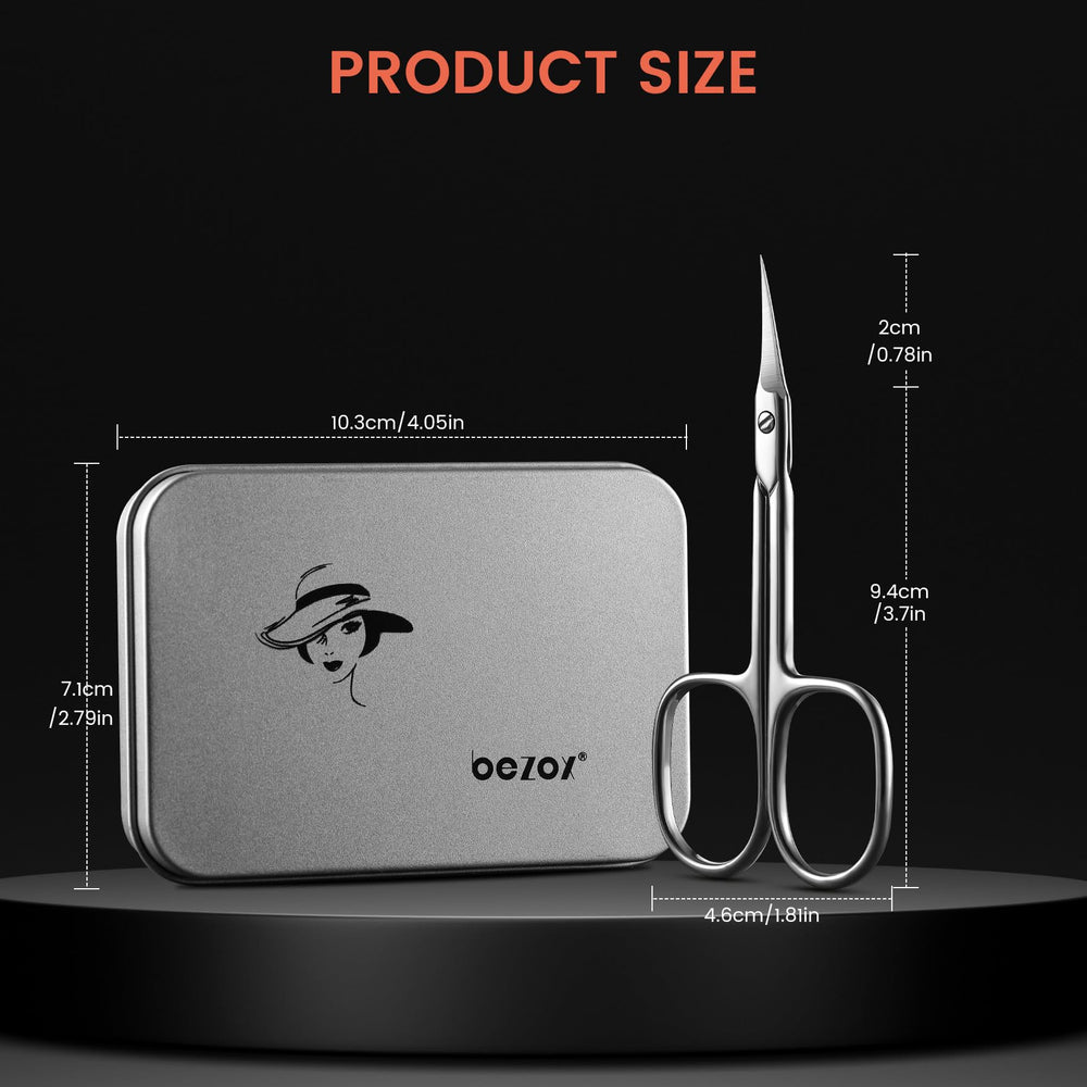 BEZOX ciseaux cuticule – acier inoxydable pour durabilité et hygiène.