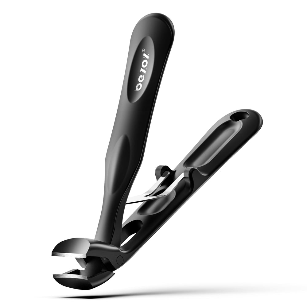 BEZOX coupe-ongles incline noir avec poignee longue, confort amélioré pour seniors.