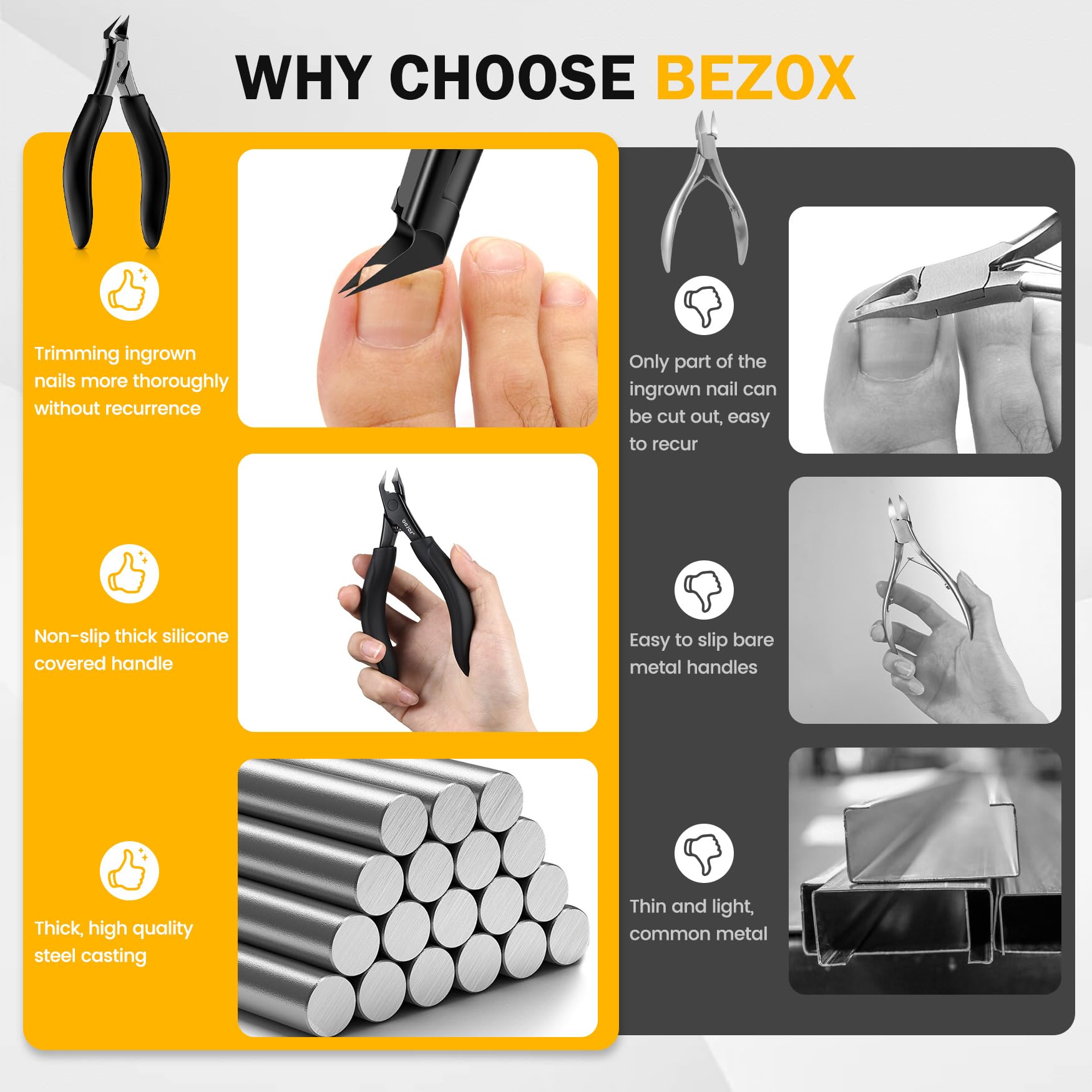 BEZOX lame tranchante et précise pour ongles épais