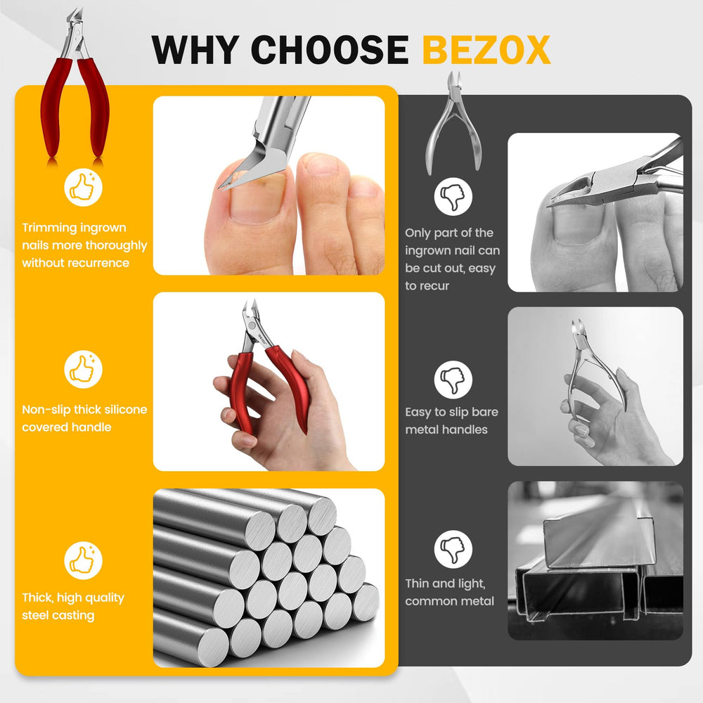 BEZOX coupe-ongles pour ongles incarnés, contrôle précis de la coupe.