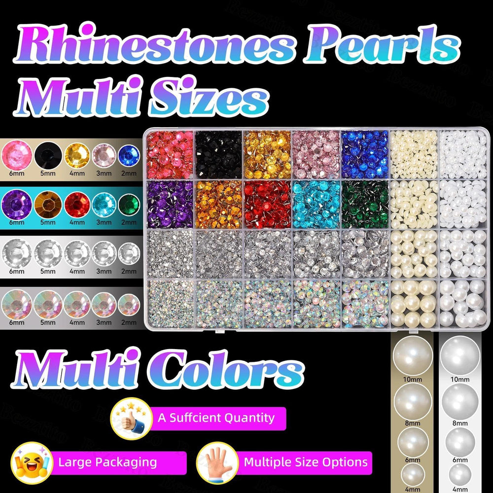 Bezztito bedazzling kit pearls 4-10mm with premium resin shine for crafts.