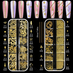Bezztito: broches dorées et pendentifs pour ongles faciles à coordonner et stylisés.