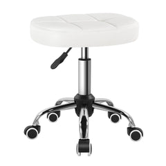 BFTOU chaise roulante en PU blanc avec rotation à 360°, pratique pour postes de travail
