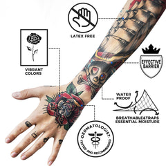 BFONS adhésif tatouage sans latex, sécurité pour peaux sensibles.