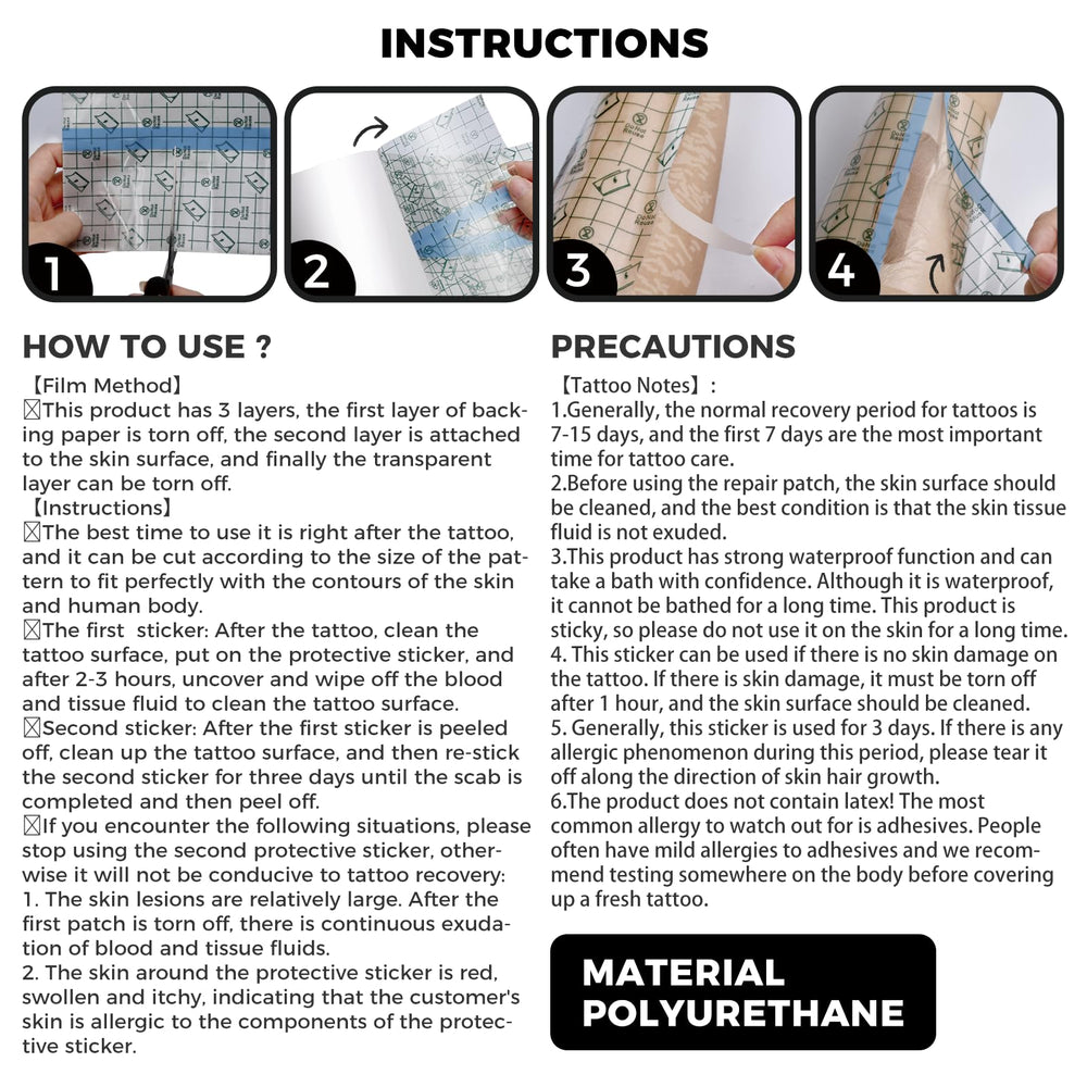 BFONS emballage bandage tatouage transparent, utilisation quotidienne sans gêne.