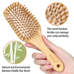 BFWood brosse-cheveux-bambou-massage-cuir-chevelu offre un massage doux pendant le brossage.