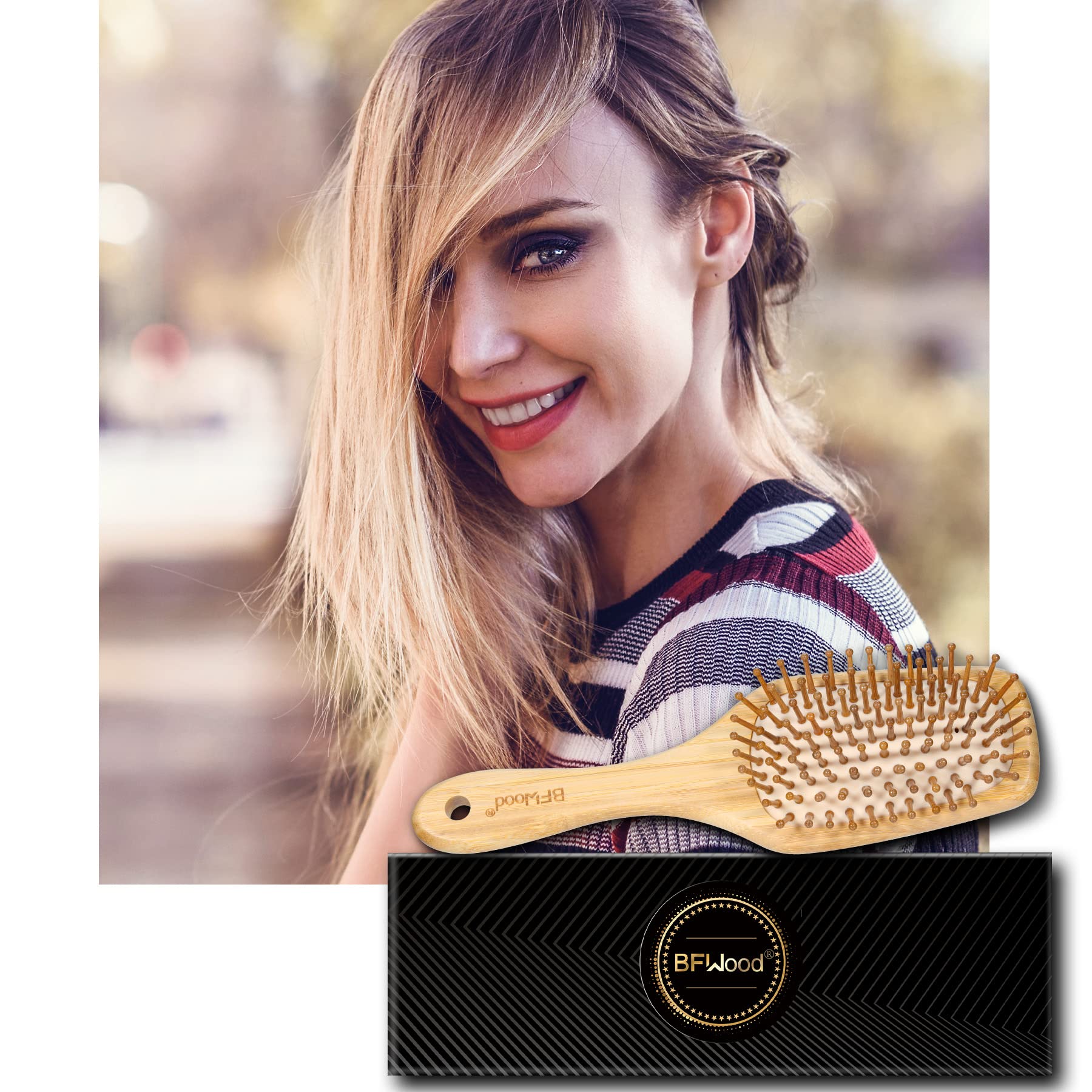 BFWood brosse-cheveux-bambou-packaging-cadeau présente un emballage soigné prêt à offrir.