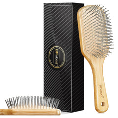 Brosse BFWood en bambou avec poils en acier pour démêler en douceur.