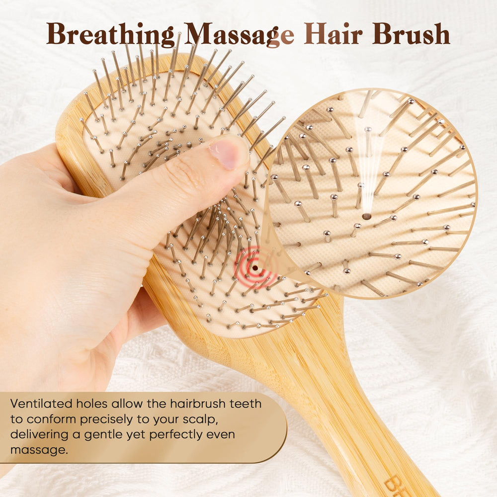 BFWood brosse démêlant métal pour un coiffage fluide et frisottis réduits.