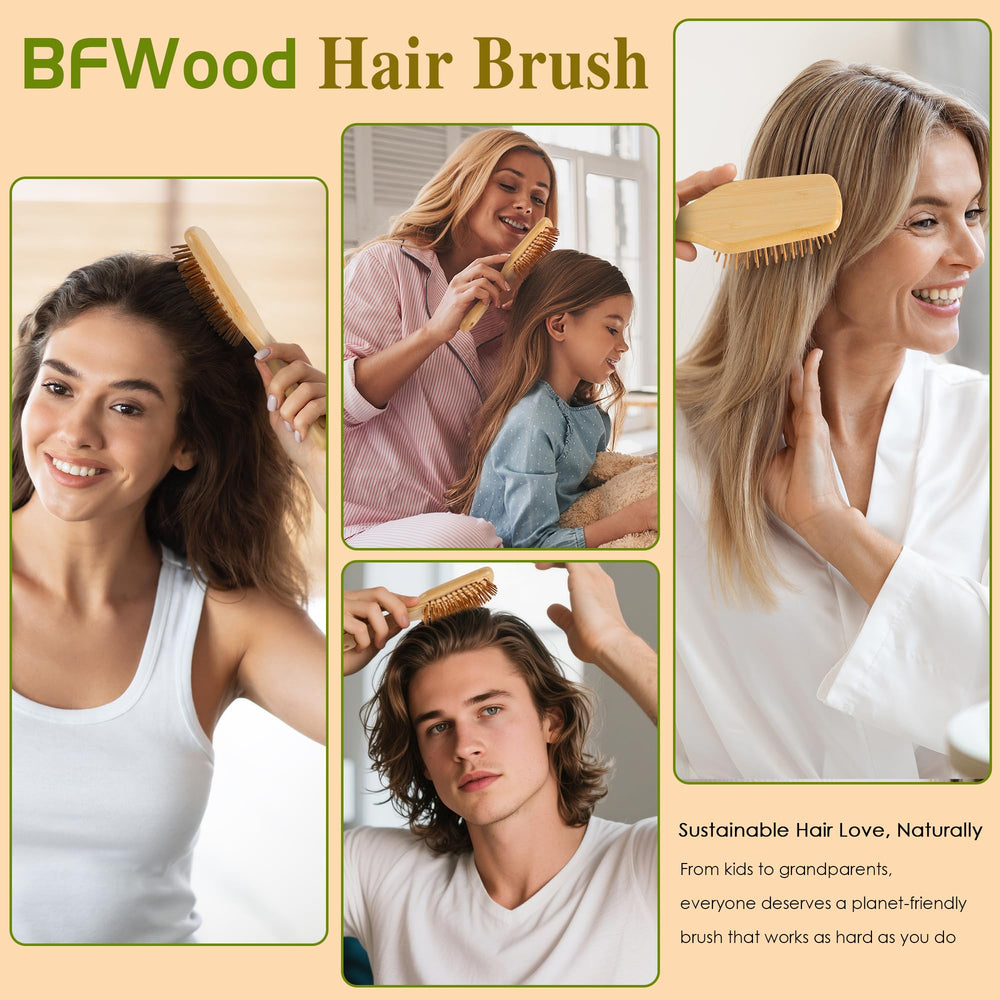BFWood brosse paddle en bambou apporte une brillance naturelle