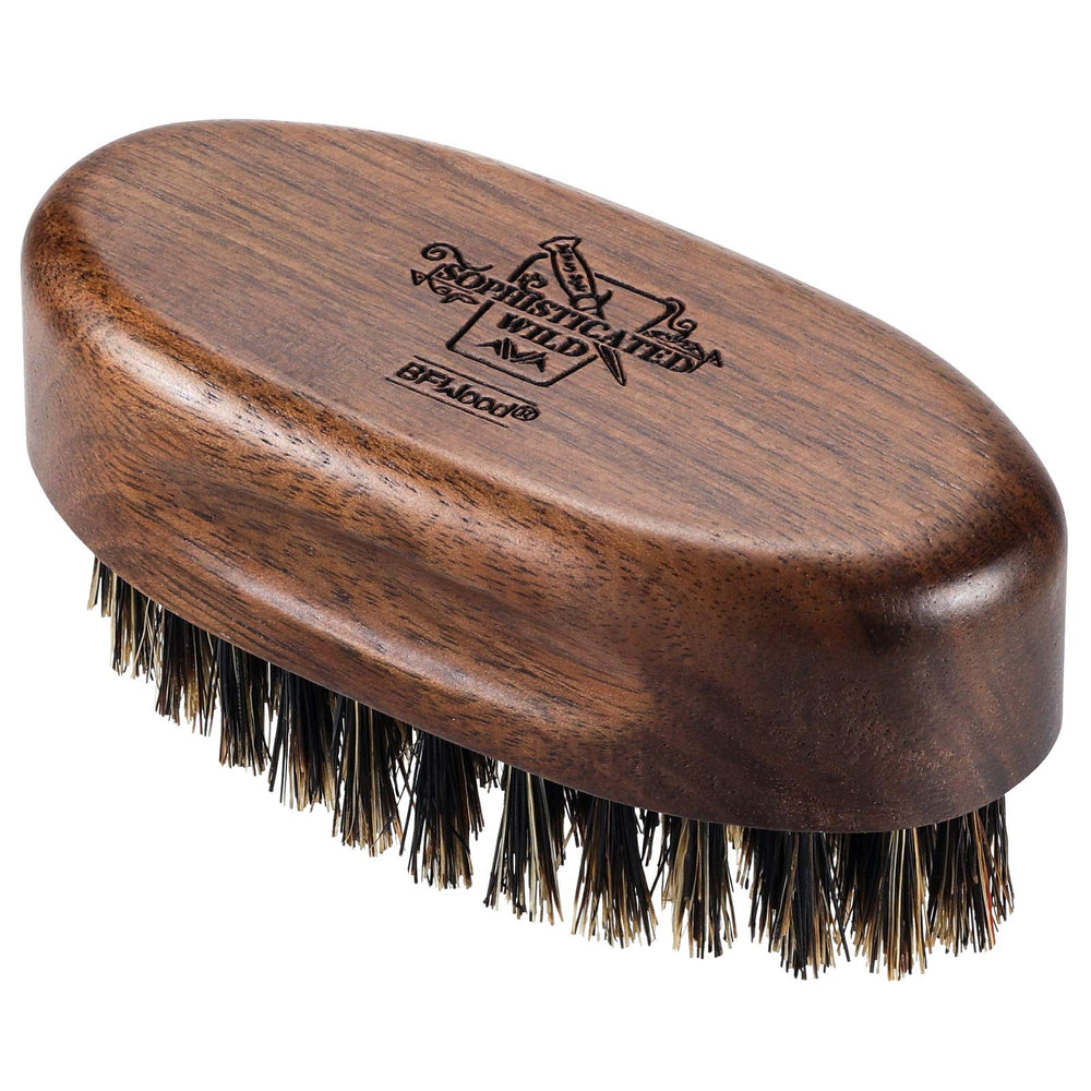 BFWood petite brosse barbe voyage: bois de noyer noir et design compact