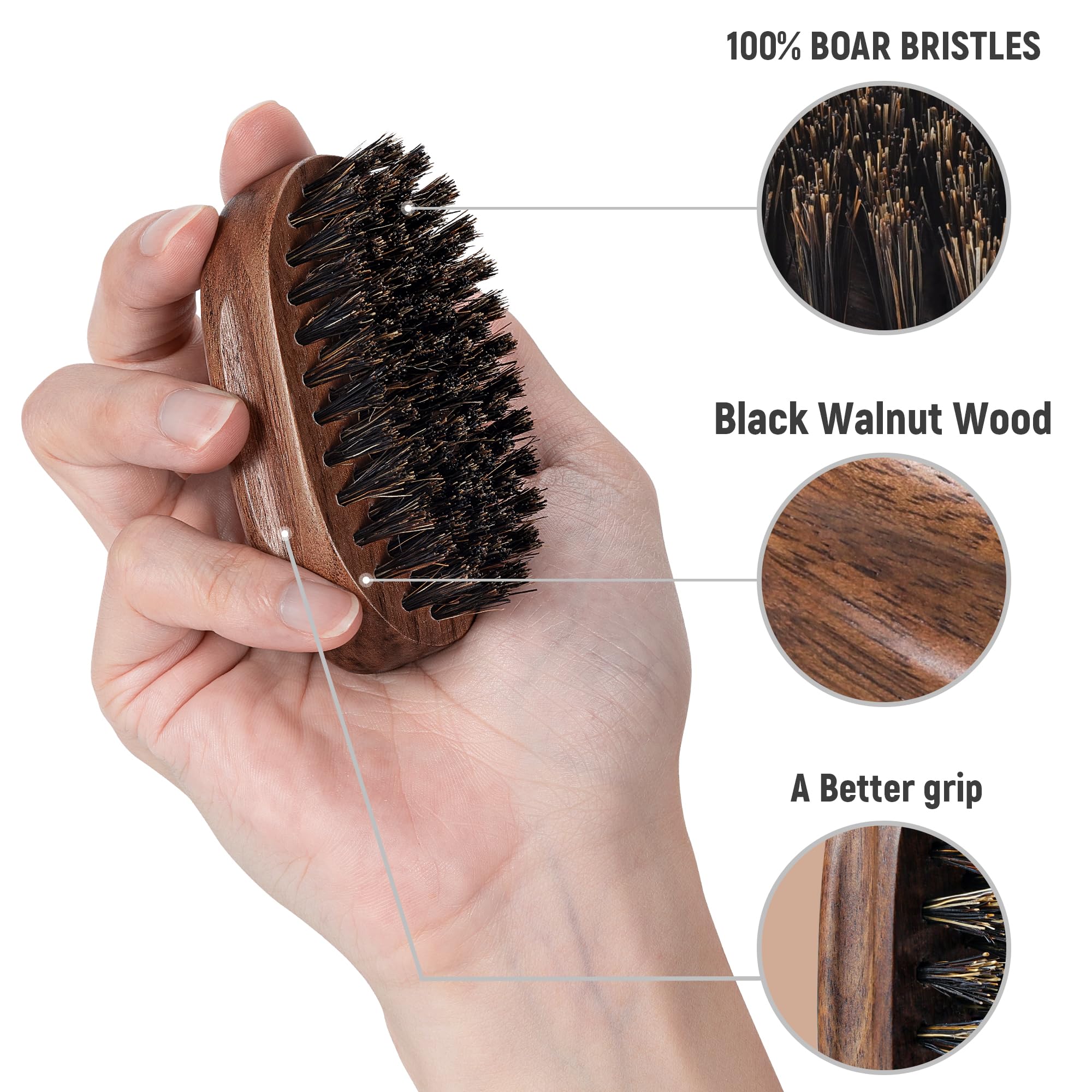 BFWood brosse barbe poils sanglier naturels pour distribution des huiles en douceur