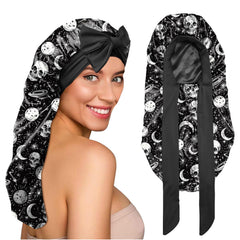 BHAHB bonnet nuit satin long pour tresses, enveloppe les cheveux et réduit les frottements nocturnes.