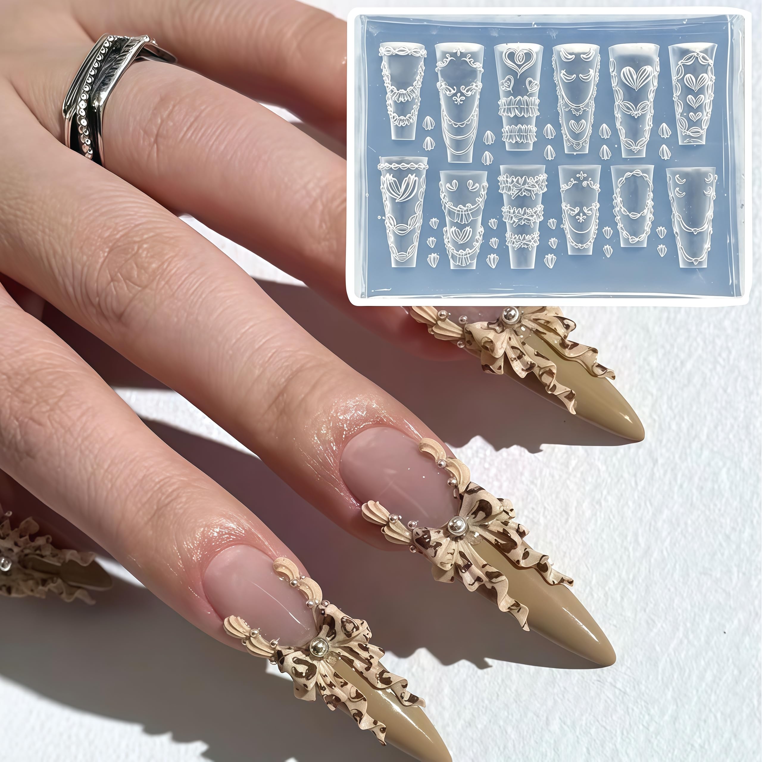BHCCXZ moule fleur 3D, textures délicates pour embellissements