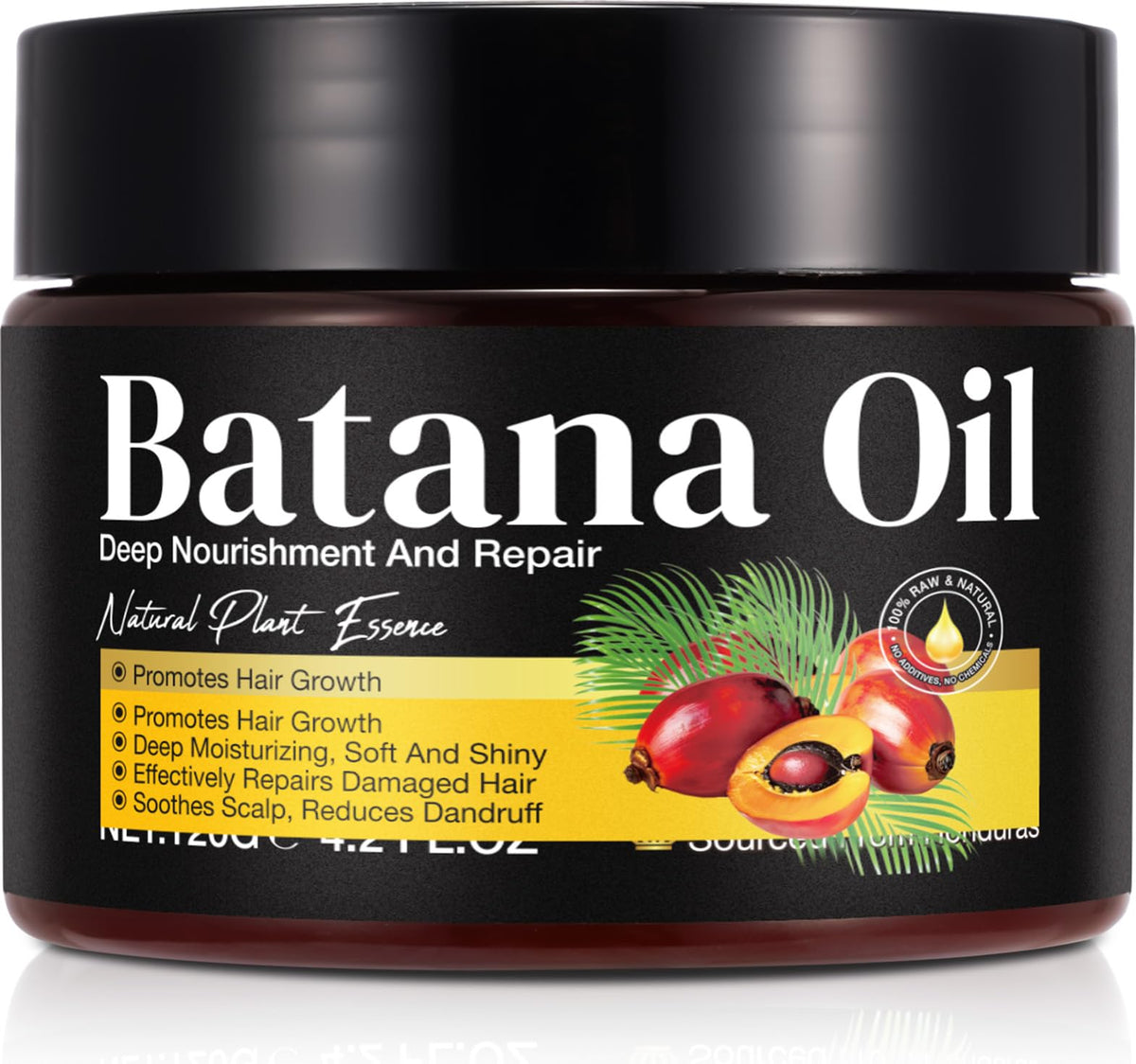 BHMSHY Batana huile — vue bouteille, hydratation longue durée pour cheveux.