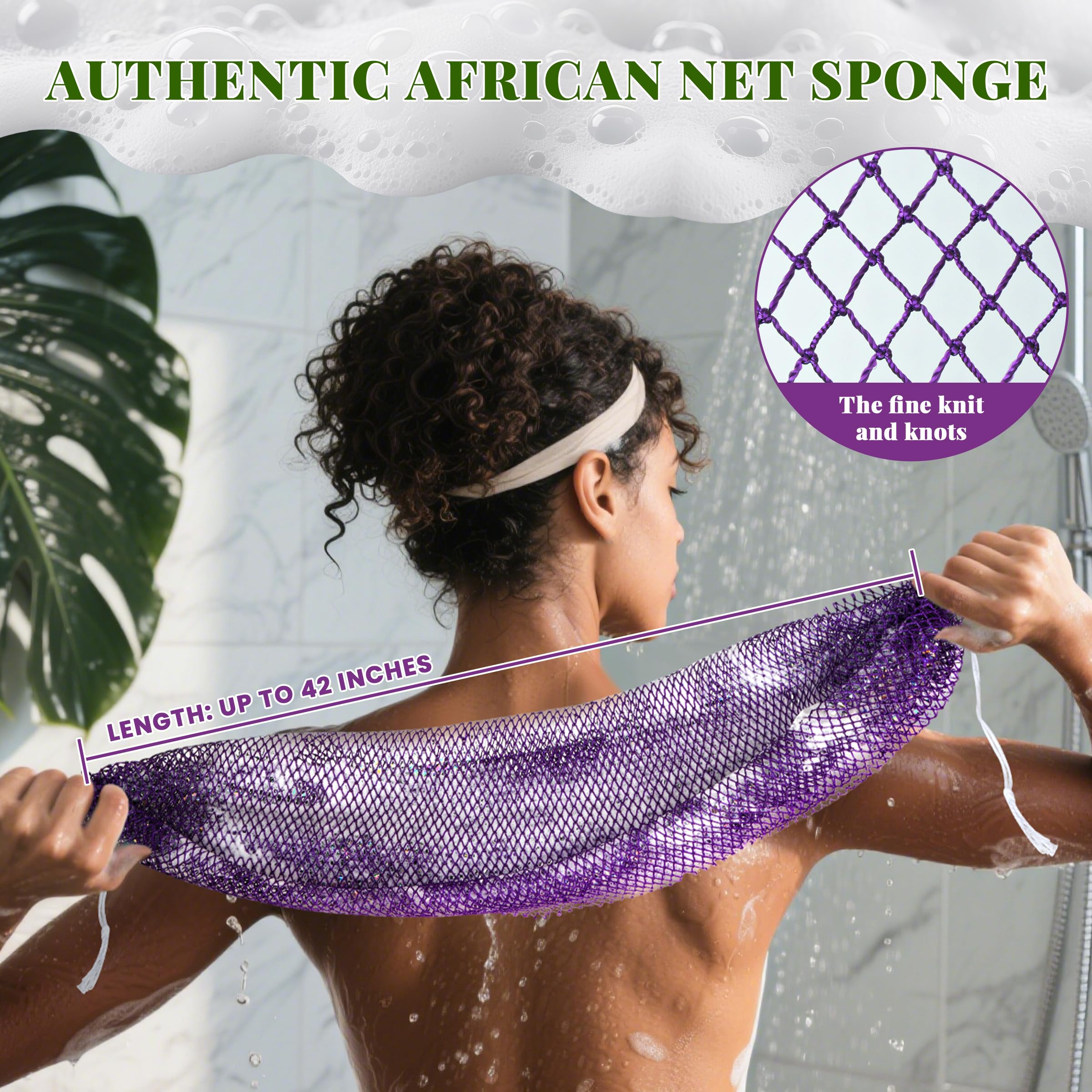 Éponge BHYTAKI violet en filet – nettoyage en profondeur sans irritation.