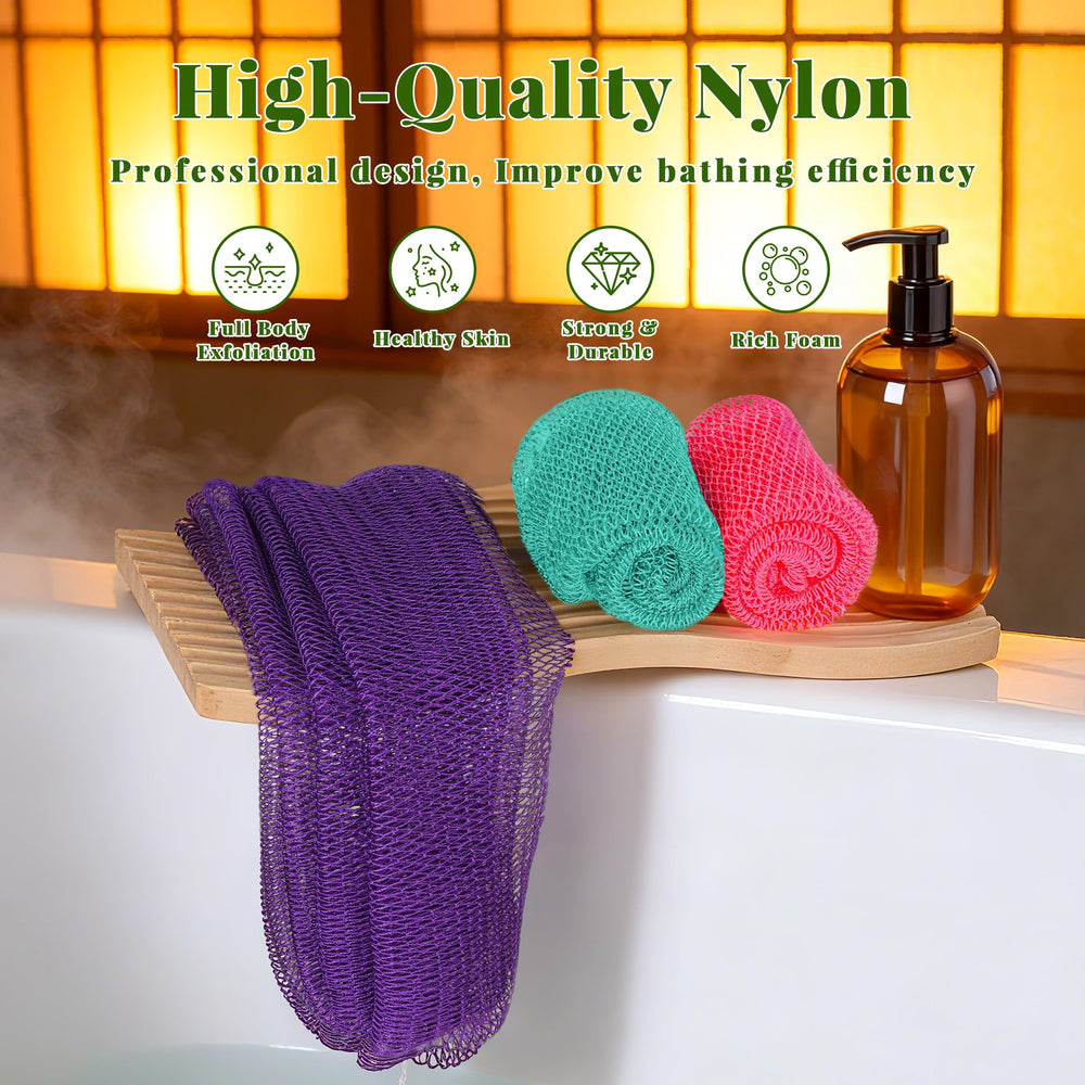 Éponge BHYTAKI dos-maillage-exfoliant – facilite le nettoyage du dos.