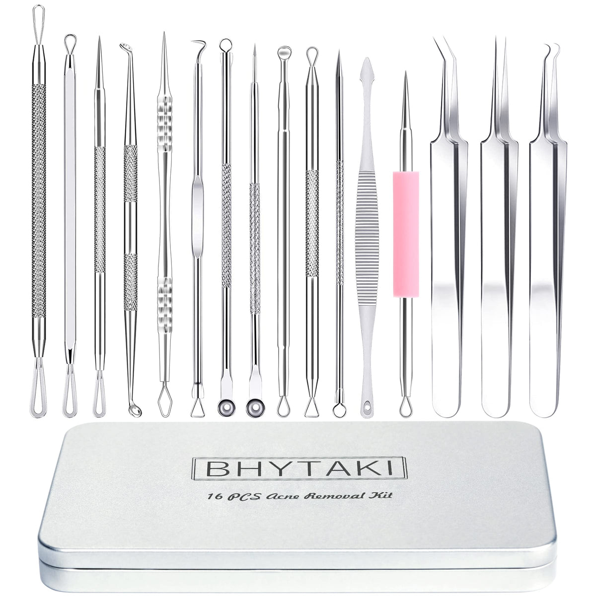 BHYTAKI kit 16 outils complet pour extraction précise des comédons.