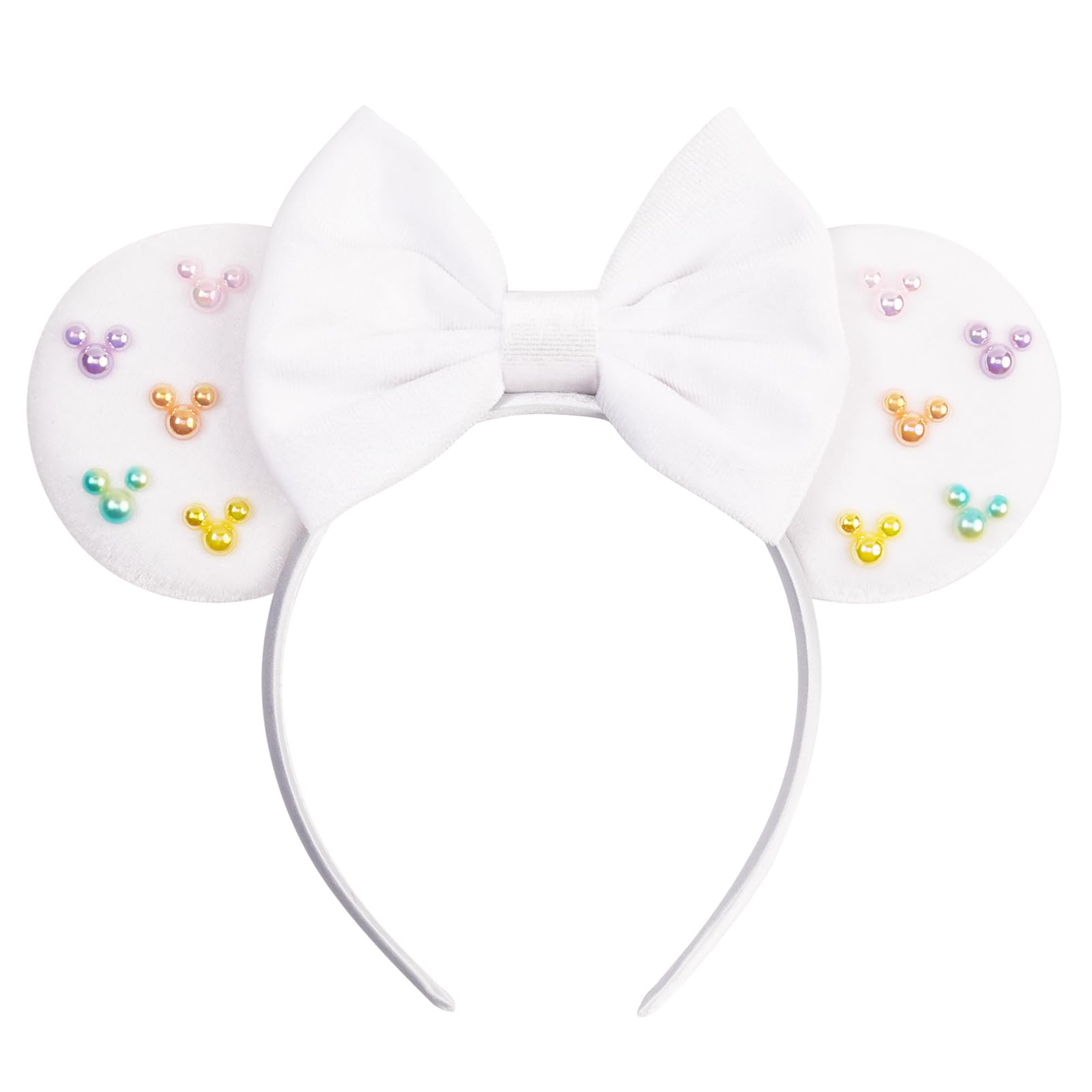 Bandeau bianbaistar oreilles-souris-velours-blanc pour un look doux et confortable.