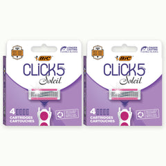 Rasoir BIC Click 5 Soleil, emballage recyclable, pratique et écologique.