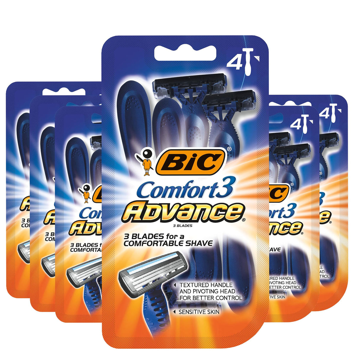 Rasoir BIC Comfort 3 Advance avec poignee ergonomique pour un controle accru lors du rasage.