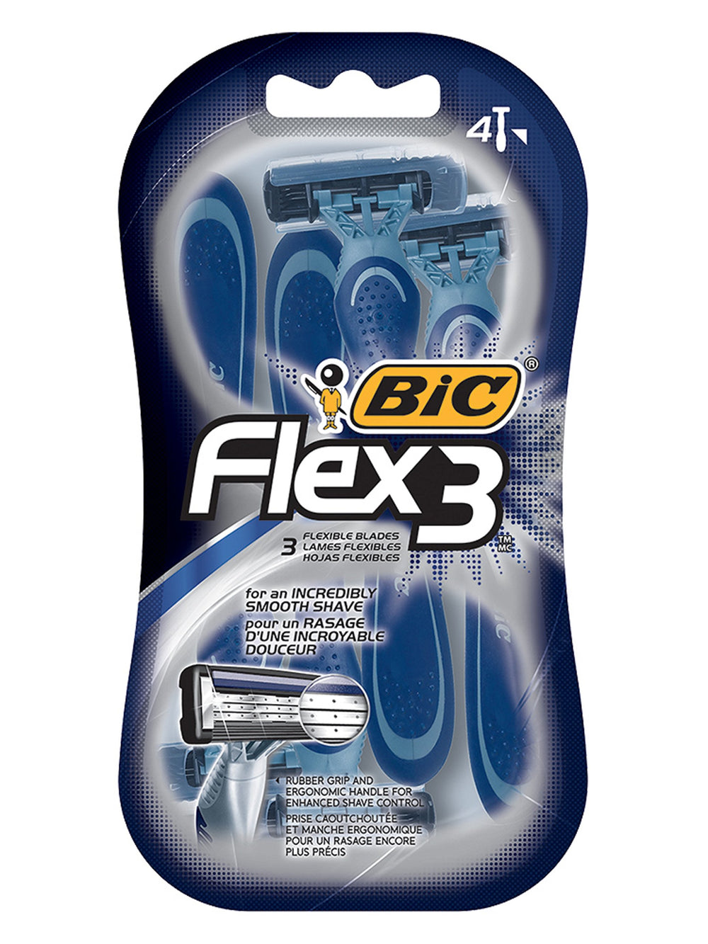 Bic Flex 3 lames flexibles pour un rasage doux et efficace.