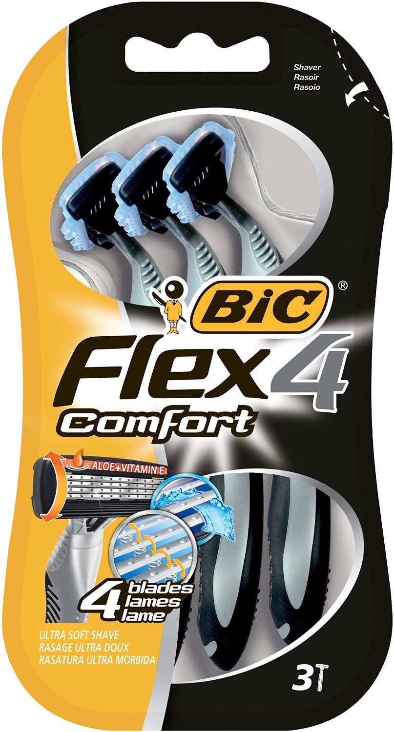 BIC Flex 4 Comfort : poignee antidérapante pour un meilleur controle pendant le rasage.
