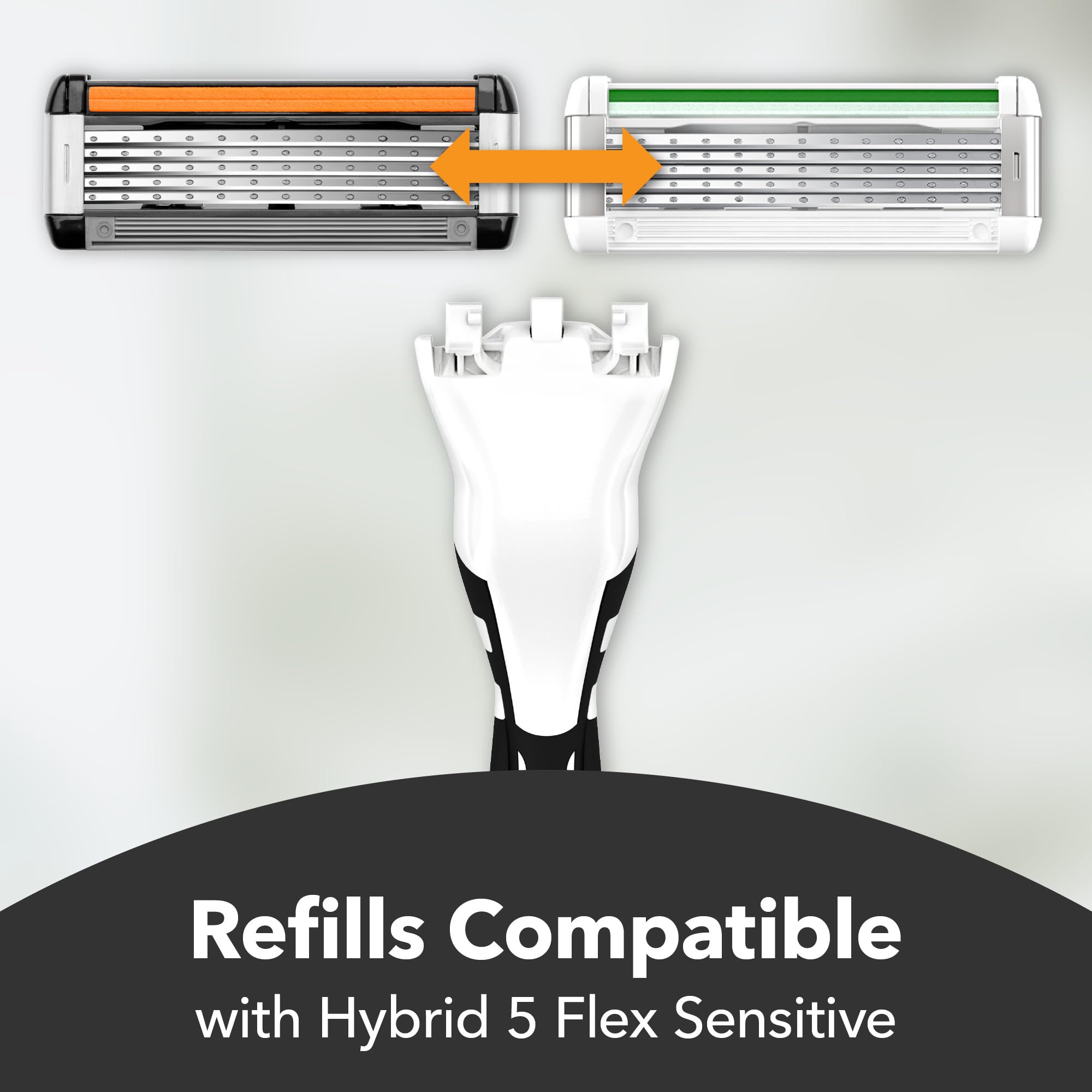 Tête et emballage Bic Hybrid 5 Flex présentés dans l'emballage.