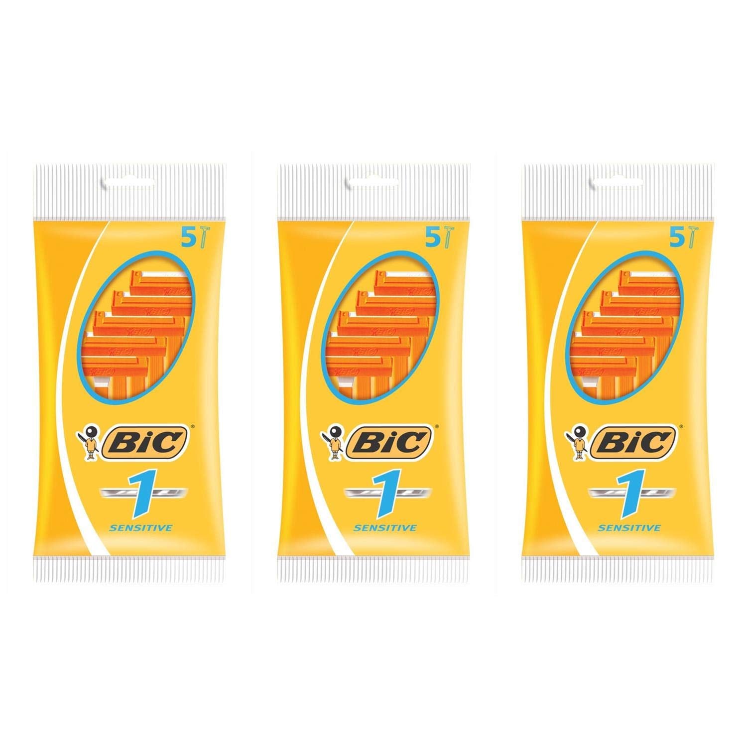 Rasoir BIC N°1 dans une pochette, lames adaptées à la peau sensible.