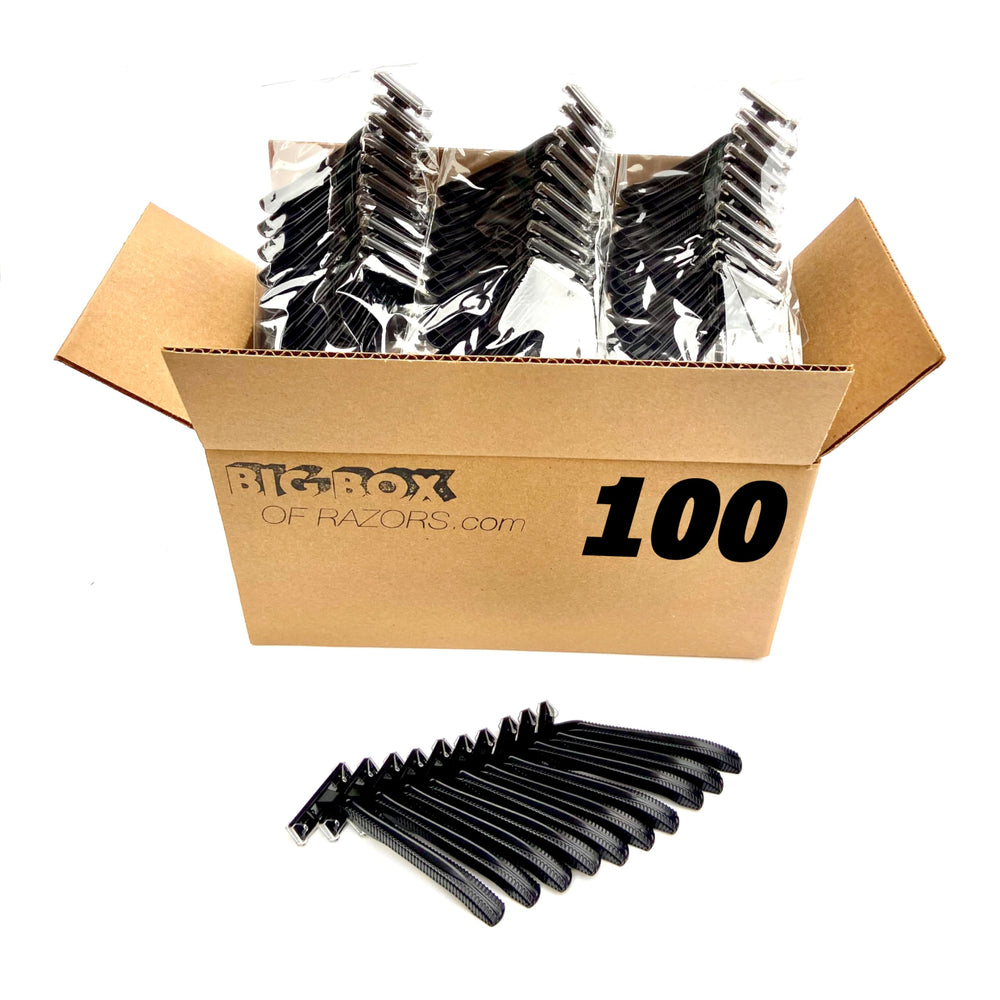 Big Box of Razors – rasoirs à lame double noire pour un rasage net et précis.