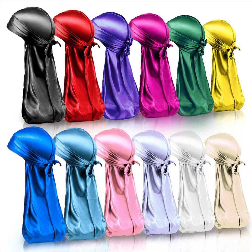 BIGEDDIE durags: ensemble de 12 coloris satinés pour un style polyvalent.