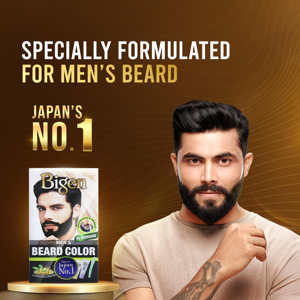 Bigen Barbe Color application simple; routine rapide pour barbe.
