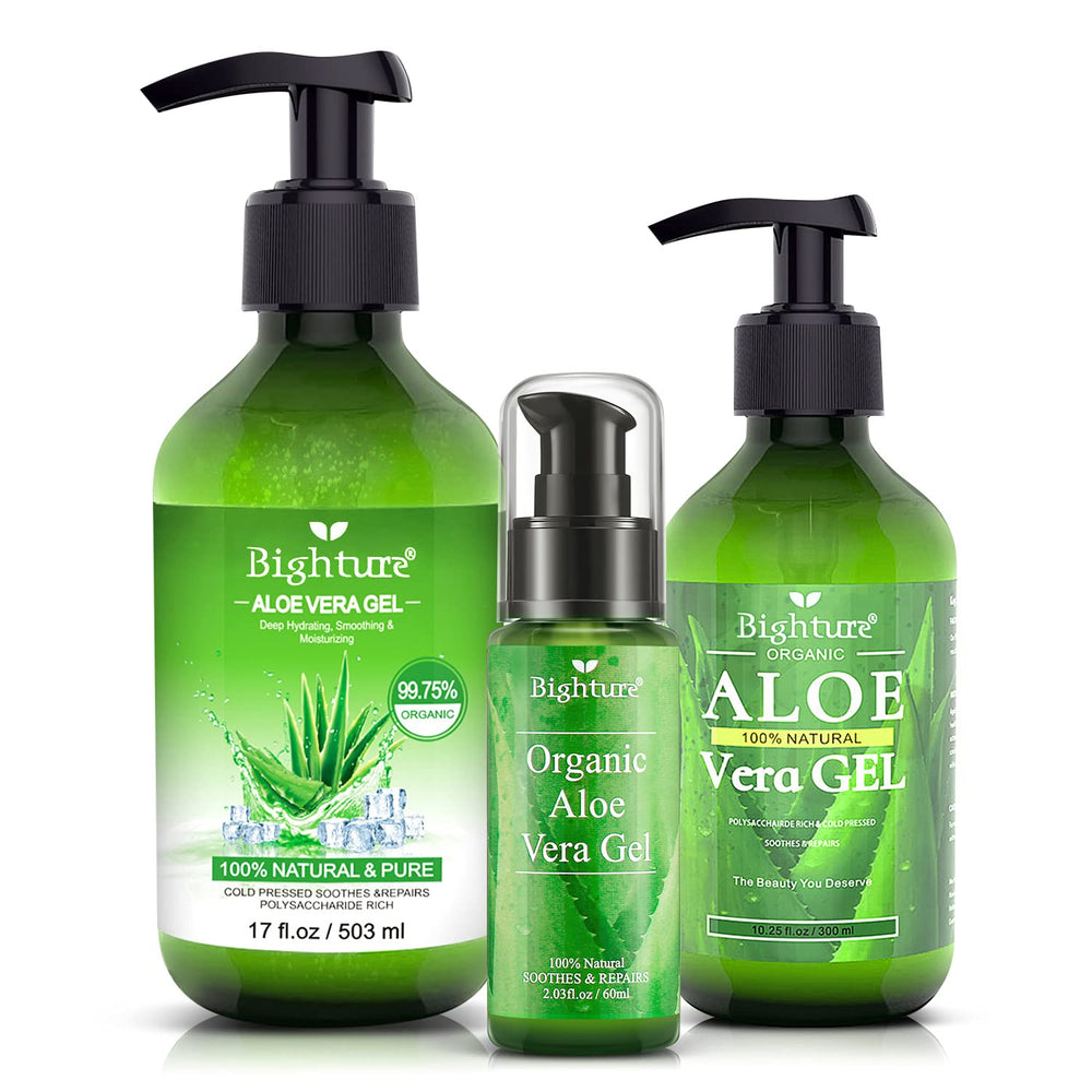 BIGHTURE Aloe Vera Gel, hydratation quotidienne pour peau et mains.