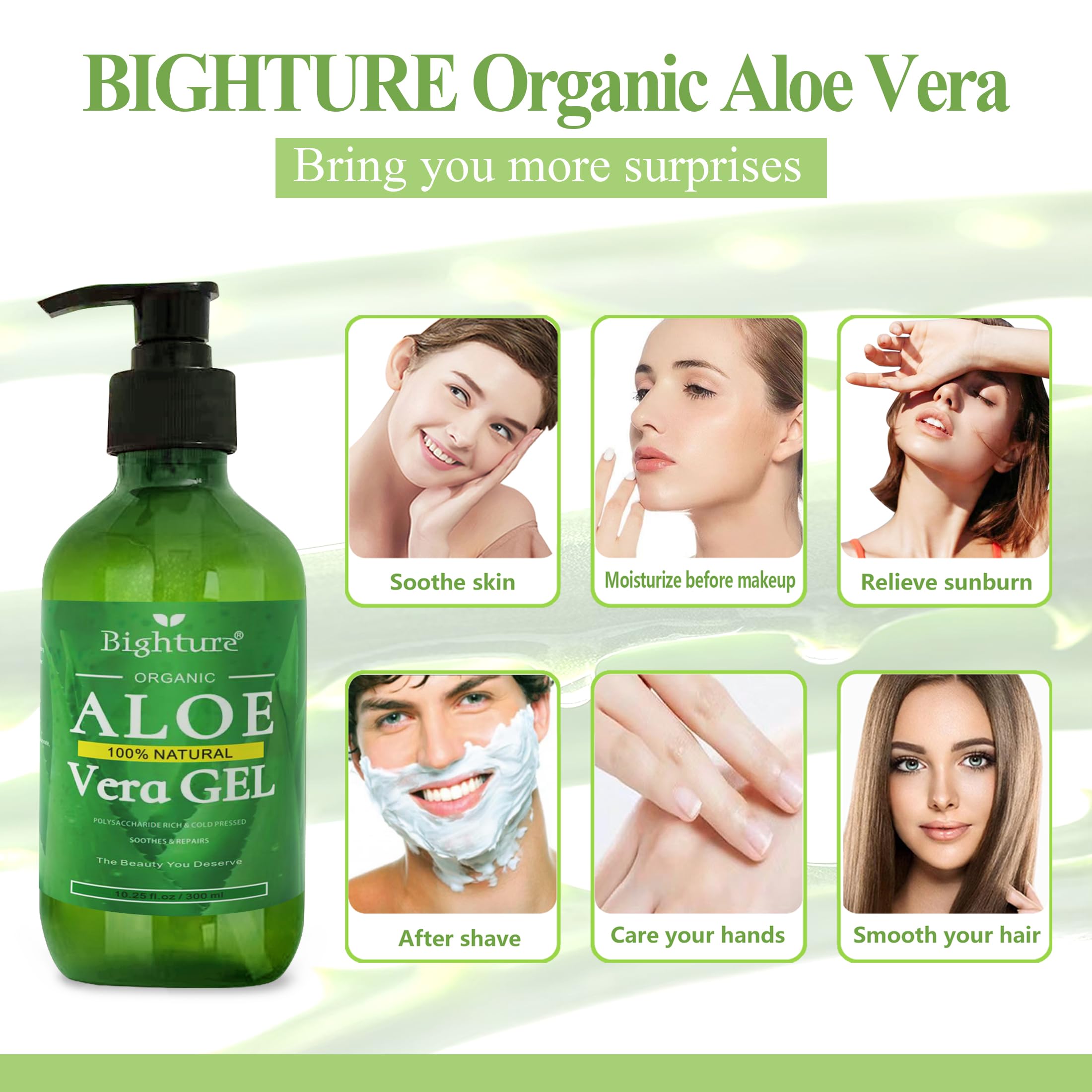 Gel aloé véra BIGHTURE après rasage apaise la peau.