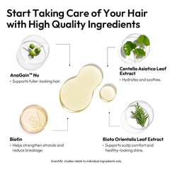 BIGVITA Scalp Serum ingrédients: anaGain, biotine et centella pour nourrir le cuir chevelu.