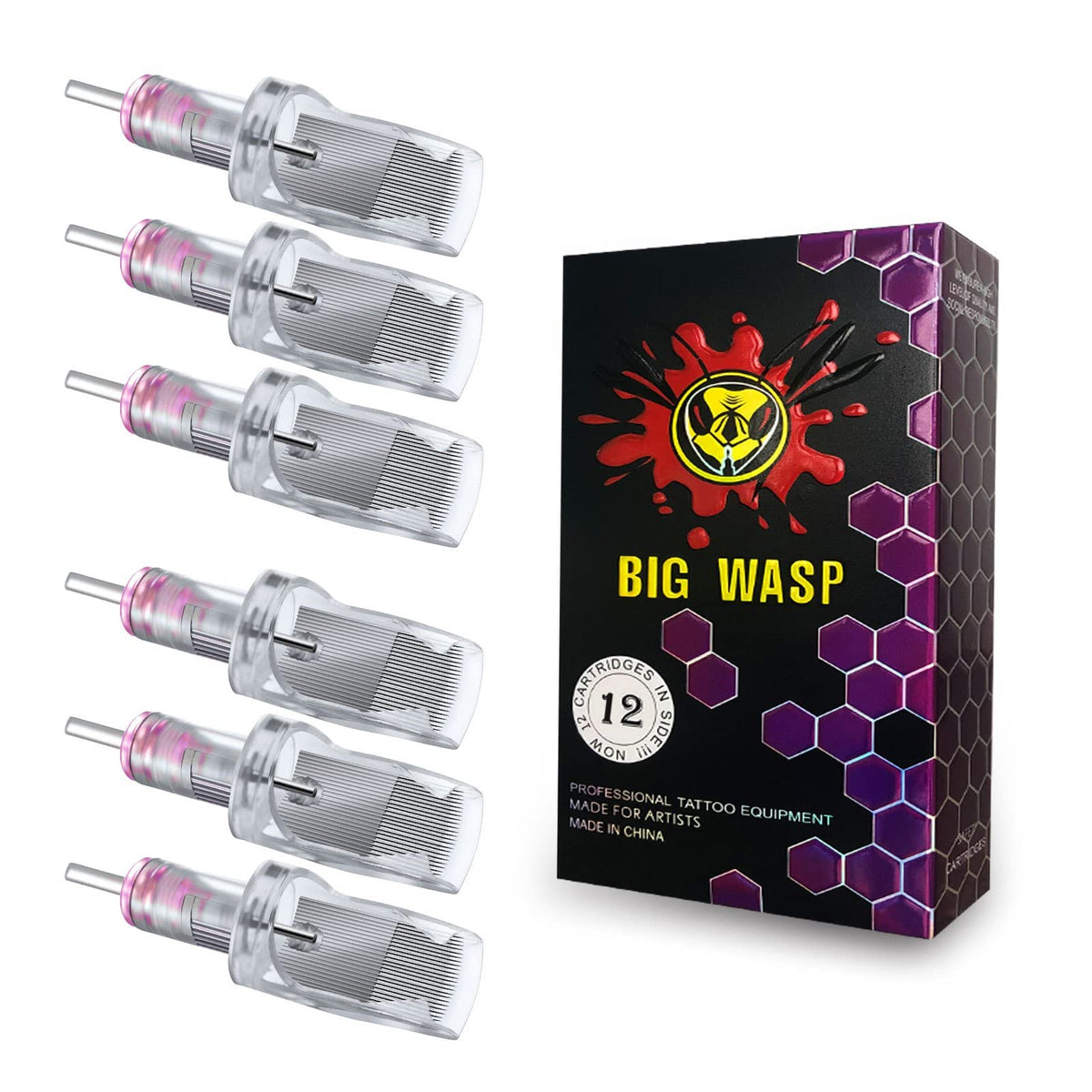 Aiguilles BIGWASP 12 pièces 45RM magnum rondes pour l'ombrage précis.