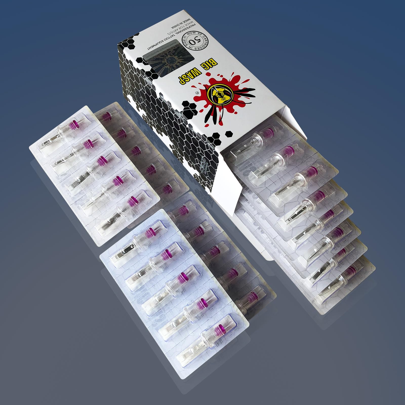 Emballage sécurisé BIGWASP pour transport sûr des cartouches tatouage.