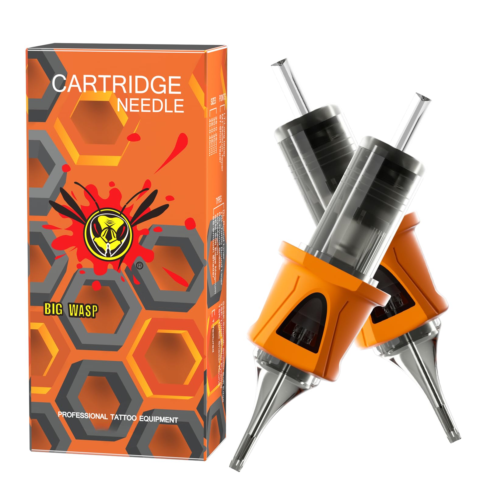 Cartouche BIGWASP Energy 3RL avec rebord pour doigt, précision accrue.