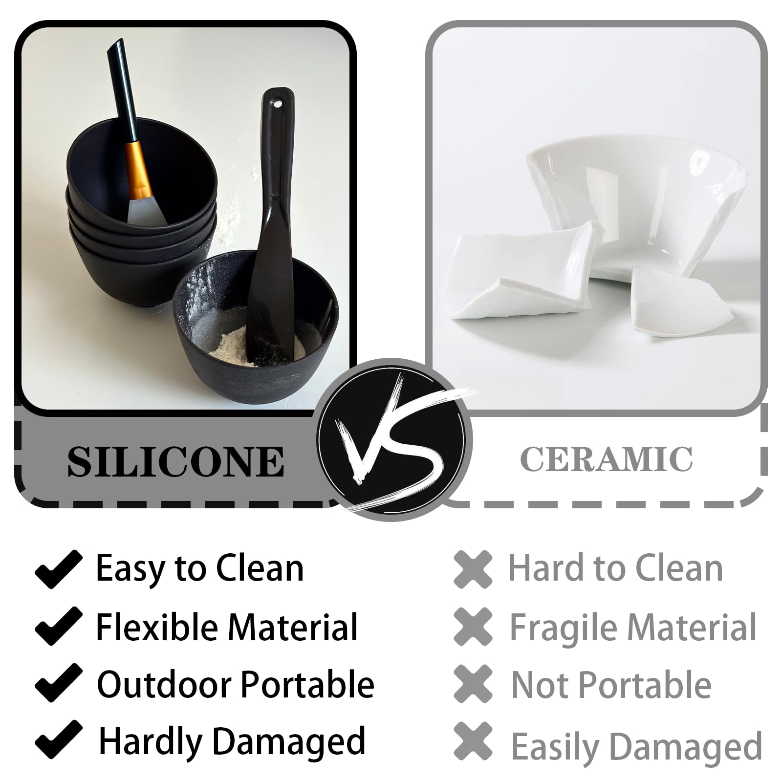 Bol silicone pliable Bigwinyep, rangement compact et voyage facile.