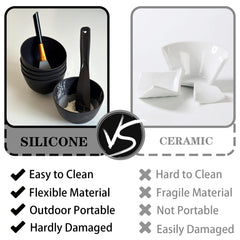 Bol silicone pliable Bigwinyep, rangement compact et voyage facile.