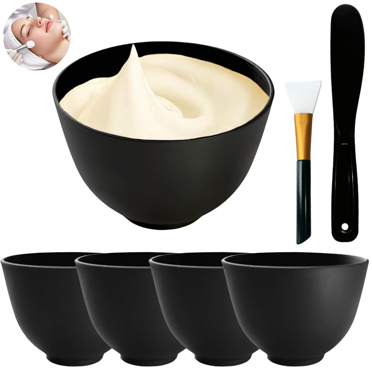 Bigwinyep ensemble bols silicone 7 pièces, pratique pour masques à domicile.