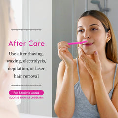 Bikini Zone cooling gel delivers instant comfort after shaving.
