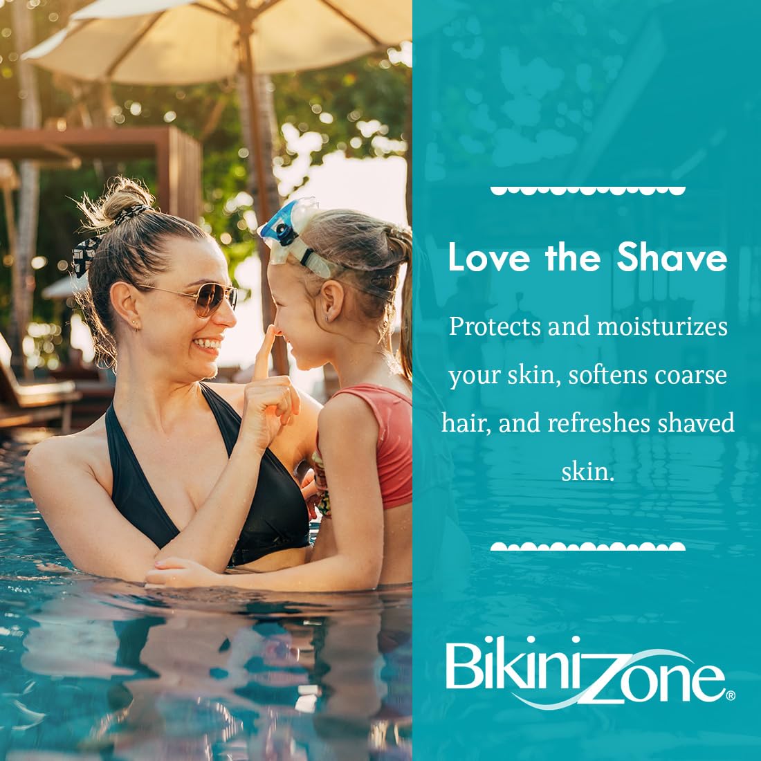 Bikini Zone sans alcool, formule douce pour la peau.