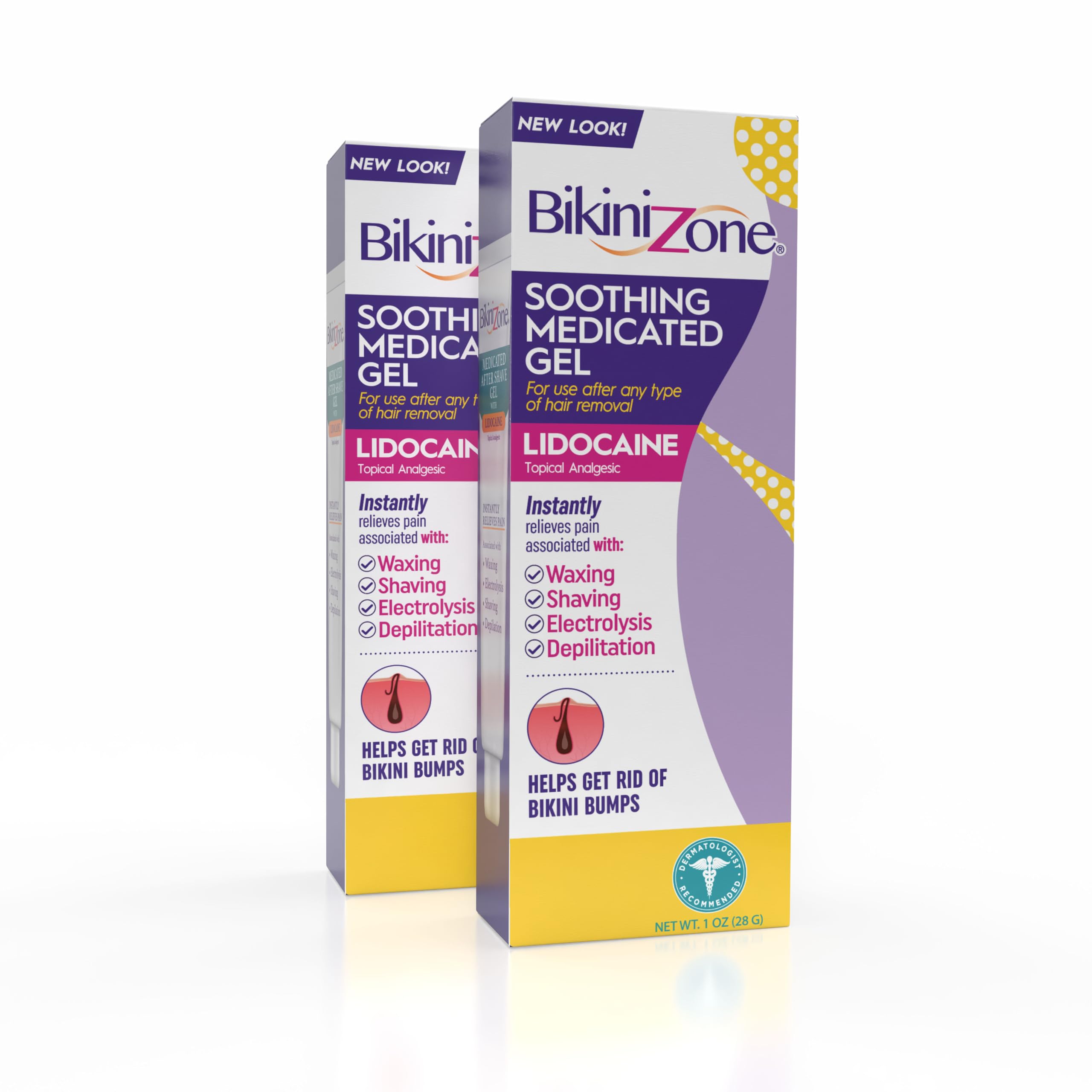 Bikini Zone – gel après-rasage lidocaïne, bouteille 1 oz, pack de 2, apporte un soulagement ciblé.