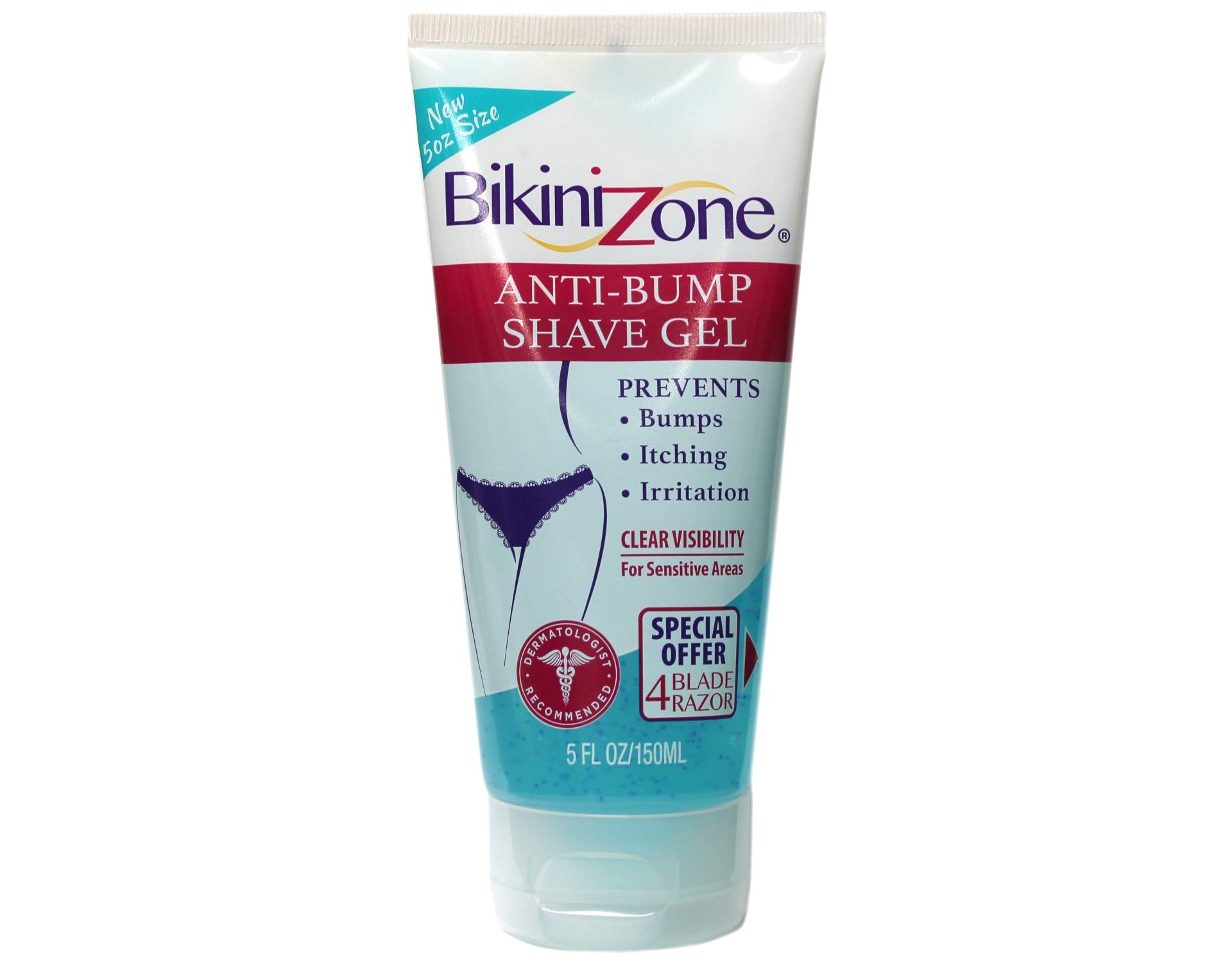 Bikini Zone Gel de rasage anti-poils incarnés, flacon de 118 ml, apaise et prévient les irritations