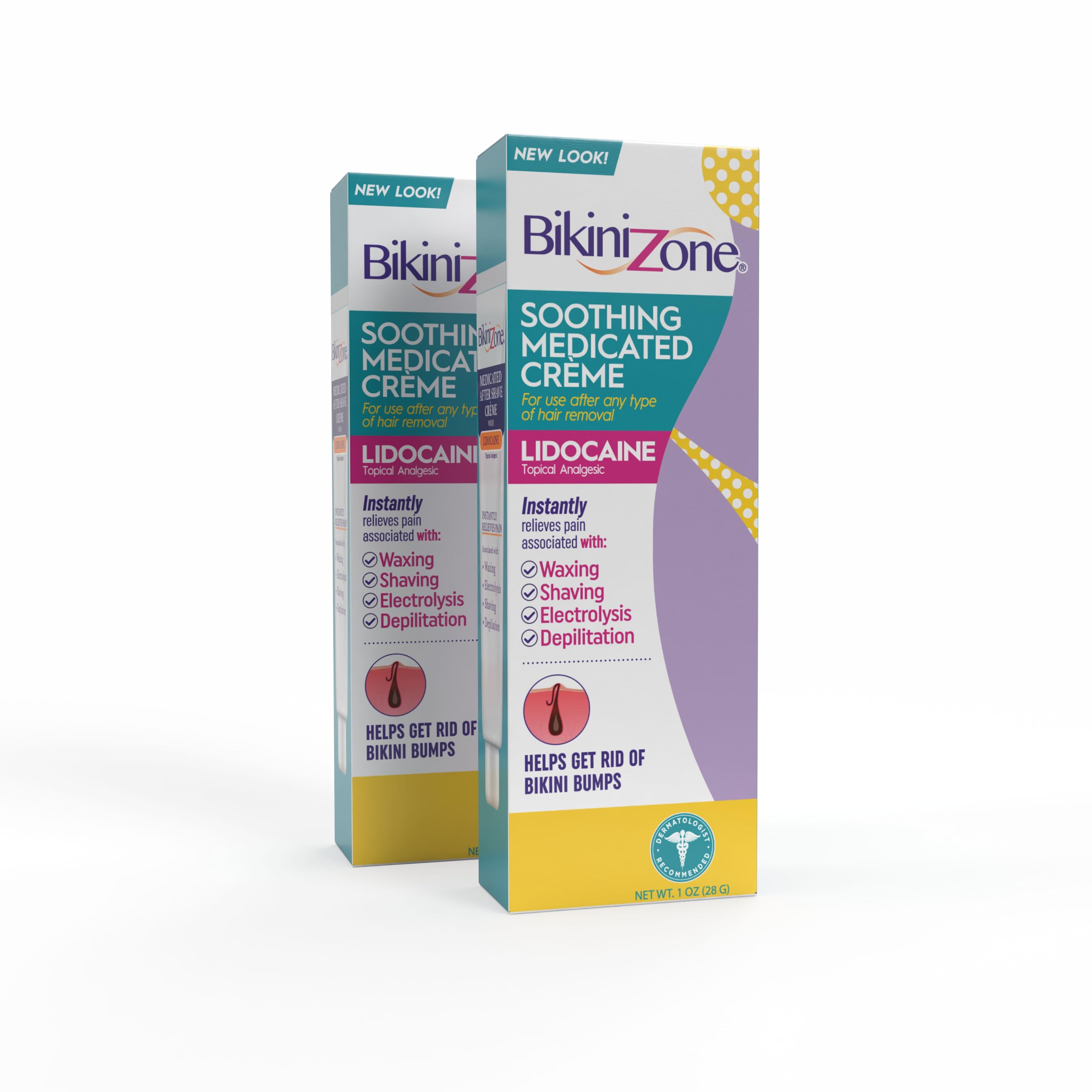Bikini Zone medicated after shave creme bottle for fast relief after shaving.