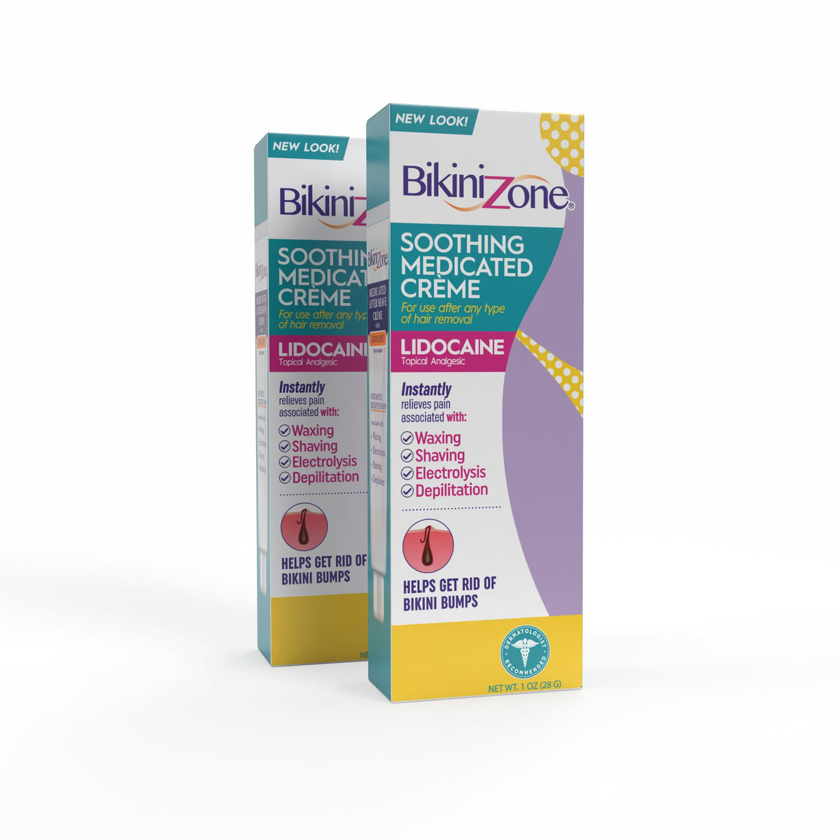 Bikini Zone medicated after shave creme bottle for fast relief after shaving.