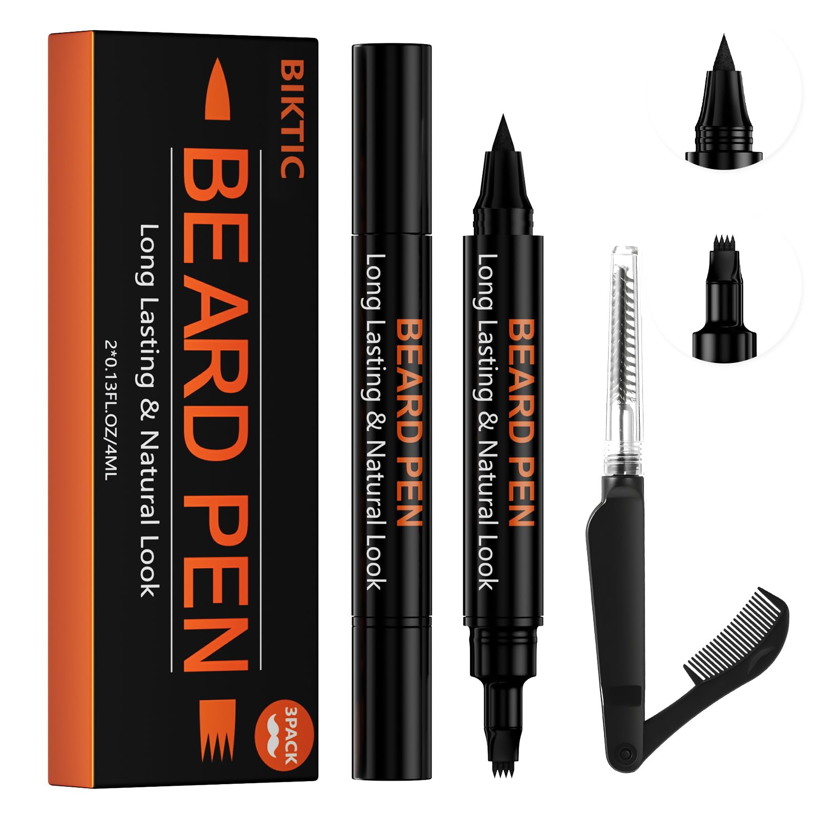 BIKTIC stylo barbe à pointe double pour contours précis et naturel