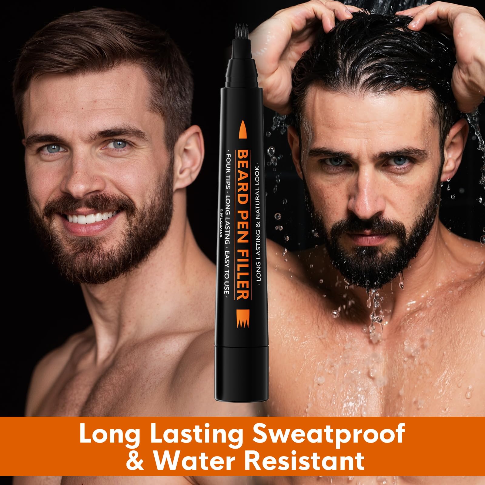 Contour et remplissage intérieur de la barbe et moustache avec le crayon BIKTIC.
